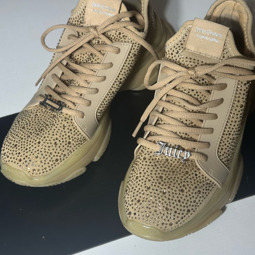 Juicy Couture Beige Rhinestone Sneakers